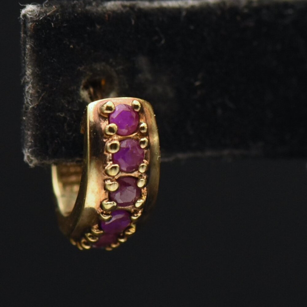 Ross-Simons - Vintage Ruby Vermeil Huggie Earrings